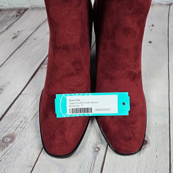Dolce Vita Tippy Heeled Suede‎ Bootie Burgundy 7 NWT - Picture 11 of 12